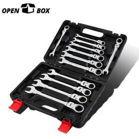 Newpoint Motor Npm65857 Open Box 12 Pcs Flex Head 8-19mm Metric Combination Ratchet Wrench Spanner Set