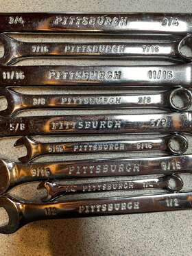 462020 Pittsburgh 9 Piece Fully Polished Combination Wrench Set -