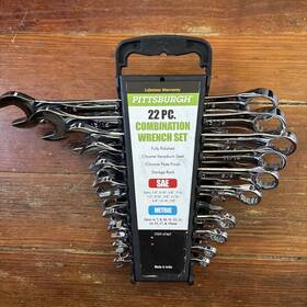 Pittsburgh 792363474672 22 Piece Combination Wrench Set 11 Sae And Metric With Carry Hand