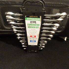 Pittsburgh 792363693141 22 Piece Sae/mm Combination Wrench Set Chrome Vanadium Steel