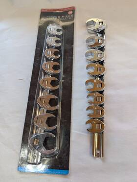 Gm4773 Power Torque 16 Piece Metric And Sae Flare Nut Crows Foot 3/8 Inch Drive Socket Wrenches Nice