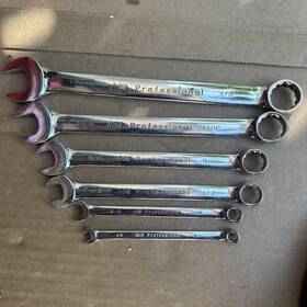 Professional 25768 Lot Of 6 Pc. Old School Ace Combination Wrenches Sae 1/4-3/4 Inch