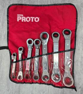 1187m Proto 7 Pcs. Metric Offset Ratcheting Wrench Set Reversible 7mm - 21mm Usa