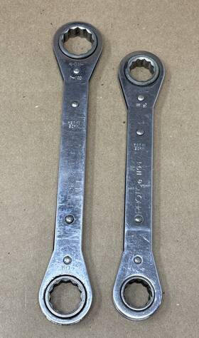 1194-1195 Proto Usa 2pc 12pt Ratcheting Box End Wrench Set 1194 1195 5/8 X 11/16 3/4 7/8