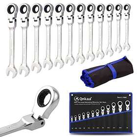Qnkaa 734172484152 12pcs Flexible Ratchet Wrenches Set Sae 1/4 Inch To 7/8 Standard Spanner