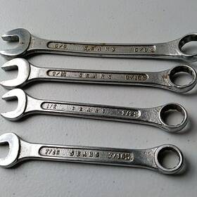 43702 Sears 4pc Standard Combination Wrench 5/8 - 9/16 1/2 7/16 Forged In Usa