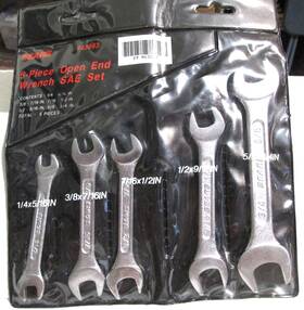 943083 Sears 5-piece Open End Wrench Sae Set - 1/4 Inch To 3/4