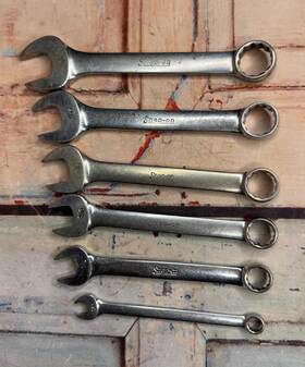 Snap-on 111-240 Sae Stubby Combination Wrench Set 12 Point 6pcs