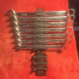Snap-on 471b Snap-on Double Ended Combination Wrench Set Metric 12 14-19mm Chromed Steel 7pc