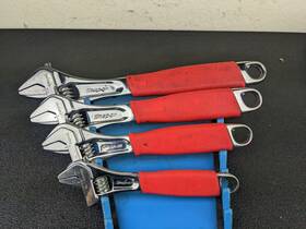 Fadh704 Snap-on #bl913 4 Pc Red Soft Grip Adjustable Wrench Set