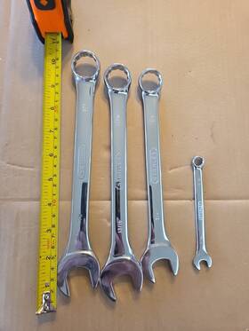 85-473 Stanley Nice 4 Long Full Polish Combination Wrench Set 3/4 13/16 7/8 Inch 3/8