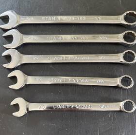 95-885 Stanley - 5pc Sae 12pt Combination Wrench Set 3/8 7/16 1/2 9/16 5/8 Inch