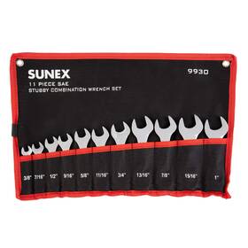 9930 Sunex Tools 613364048610 Sae Stubby Combination Wrench Set 3/8-inch - 15/15-inch 11-piece