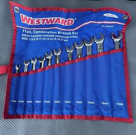 3xu47 Westward 11 Pc. Combination Wrench Set No. Metric 7mm-17mm Chrome