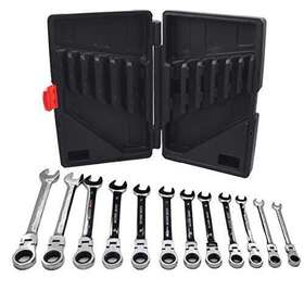 Wflnhb 941110126133 12pcs 8-19mm Metric Flexible Head Ratcheting Wrench Combination Chrome Vanadi