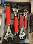 Snap-on Farmer 4-PIECE Adjustable Wrench Set Metric Red Handle Steel. Fixed Price $420.00.