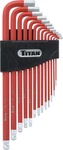 Titan 12713 13-PIECE Sae Extra Long Ball End Hex Key Set,red. Fixed Price $22.00.