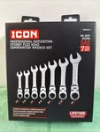 Icon WRSTFS-7 Professional Ratcheting Stubby Flex Head Combination Wrench Set. Fixed Price $72.00.