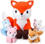 5 Pcs Fox Plush Toy Set 14 Inch Mommy Stuffed Animal With Cute Baby. Fixed Price $31.99.