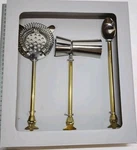 Kirkland's Home New Bar Tools SET/3 Gold Stars Strainer, Jigger, Spoon. Fixed Price $9.99.