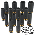 Klutch 1/2IN.-DRIVE Deep Impact Socket Set, Metric, Chrome Molybdenum, 14 Pcs.. Fixed Price $54.99.