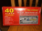 Tru Forge 1/4"& 3/8" Drive 40 Piece Socket Wrench Set With Spark Plug. Fixed Price $9.95.