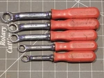 Mac 5PC Bopa Sae Red Comfort Grip Wrench Set 3/8" 5/8" 12PT Boxed End. Fixed Price $232.49.