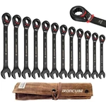 Wrench Set 12 Piece Reversible Ratcheting Metric 8-19MM Black Ironcube. Fixed Price $74.99.