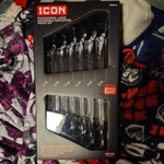 New Icon Professional Large Reversible Metric Ratcheting Wrench Set WRRM-6 Ship. Fixed Price $130.00.