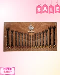 New 16PC Ratcheting Wrench Set Metric Sae Black Combination Canvas Bag. Fixed Price $57.63.
