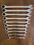 Craftsman 10 Pc Sae Combination Ratcheting Wrench Set Polished 1/4"-3/4". Fixed Price $79.99.