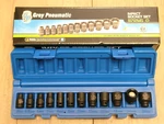 Grey Pneumatic 12PC 6PT Magnetic 1/4"DR Metric Impact Socket Set 5-15MM #9712MG. Fixed Price $116.24.