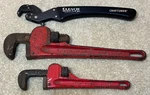 3 Tools Heavy Duty Steel Plumbing Pipe Wrenches 9 & 12" + 10" Craftsman Clench. Fixed Price $33.95.