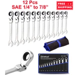12PCS Flexible Ratchet Wrenches Set Sae 1/4 To 7/8 Standard Spanners Gear Ring. Fixed Price $46.43.