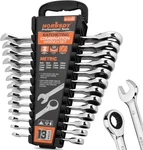 13-PIECE Sturdy Ratcheting Wrench Set Metric Sizes 6 19MM Max Torque. Fixed Price $53.01.