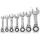 Pittsburgh Professional 7 Piece Sae Stubby Ratcheting Combo Wrench Set. Fixed Price $44.99.