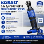 Kobalt 24V 3/8" Brushless Cordless Ratchet Wrench 1102332 Tool Only KRW-224B-03. Fixed Price $89.00.