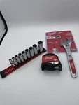 Milwaukee 3/8" Drive Deep Socket 9PC Sae Set, Adjustable Wrench + Tape Measure. Fixed Price $50.96.