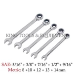 King 5PC Combination Wrench Set Open & Ratcheting Box End, Cr-v Steel Sae/metric. Fixed Price $24.95.