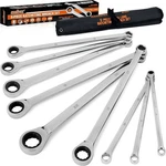 9-PIECE Extra Long Ratcheting Wrench Set Double Box End With Bag Metric 8-22MM. Fixed Price $49.99.