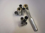 Craftsman - 44811 1/4" Drive Quick Release Teardrop Ratchet + Ext. Sockets. Fixed Price $15.05.