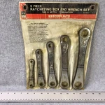 Vintage Western Auto Ratcheting Box End 5-PIECE Wrench Set Sae And Metric Combo. Fixed Price $24.95.