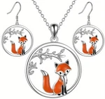 Little Fox Nature Animal Necklace, Pendant, Hook Earrings Jewelry Set. Fixed Price $19.99.