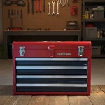 Craftsman, Red Metal Toolbox, Organizer, Four-drawer. Fixed Price $98.99.