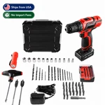 Stalwart 65PC 20V Cordless Drill Set With Rechargeable Battery And Case, Red. Fixed Price $37.99.