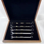 Snap-on 24KT. Gold Engraved Collector 5 Piece Wrench Set In Walnut Case. Fixed Price $153.97.