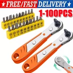 Ratcheting Right Angle Screwdriver Hex 90 Degree Offset + 10PC Bits Set!. Fixed Price $47.99.