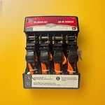 Roadpro RPRTD04R 4PC Ratchet Tie Down Set Orange X15 With Quick Release. Fixed Price $21.99.