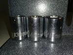 Stanley Socket Bundle, 3/8 Drive, 6 Point, 13MM, 14MM, 15MM. Near Mint. Taiwan.. Fixed Price $7.25.