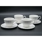 Johnson Brothers Snowhite Regency Swirl All Cups & Saucers Set Of 4. Fixed Price $36.00.